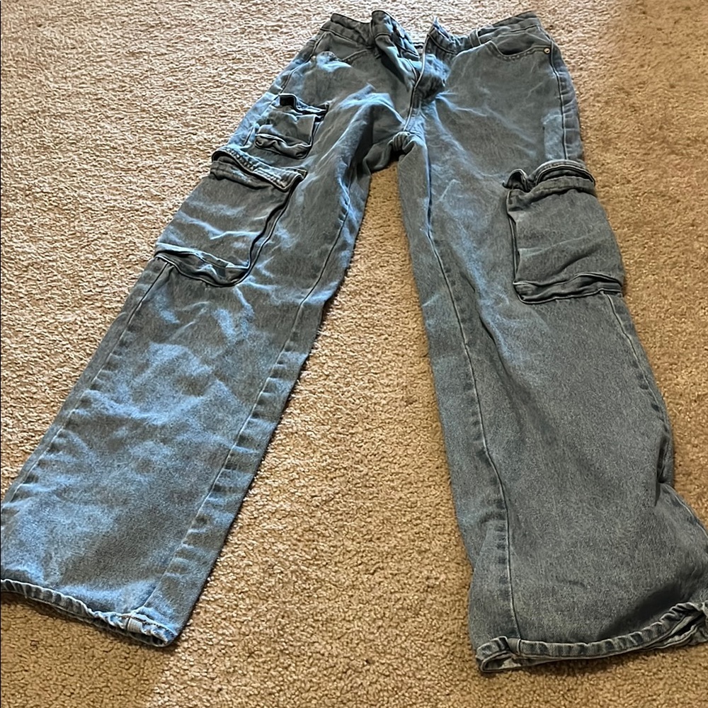 Casual Blue Cargo Jeans